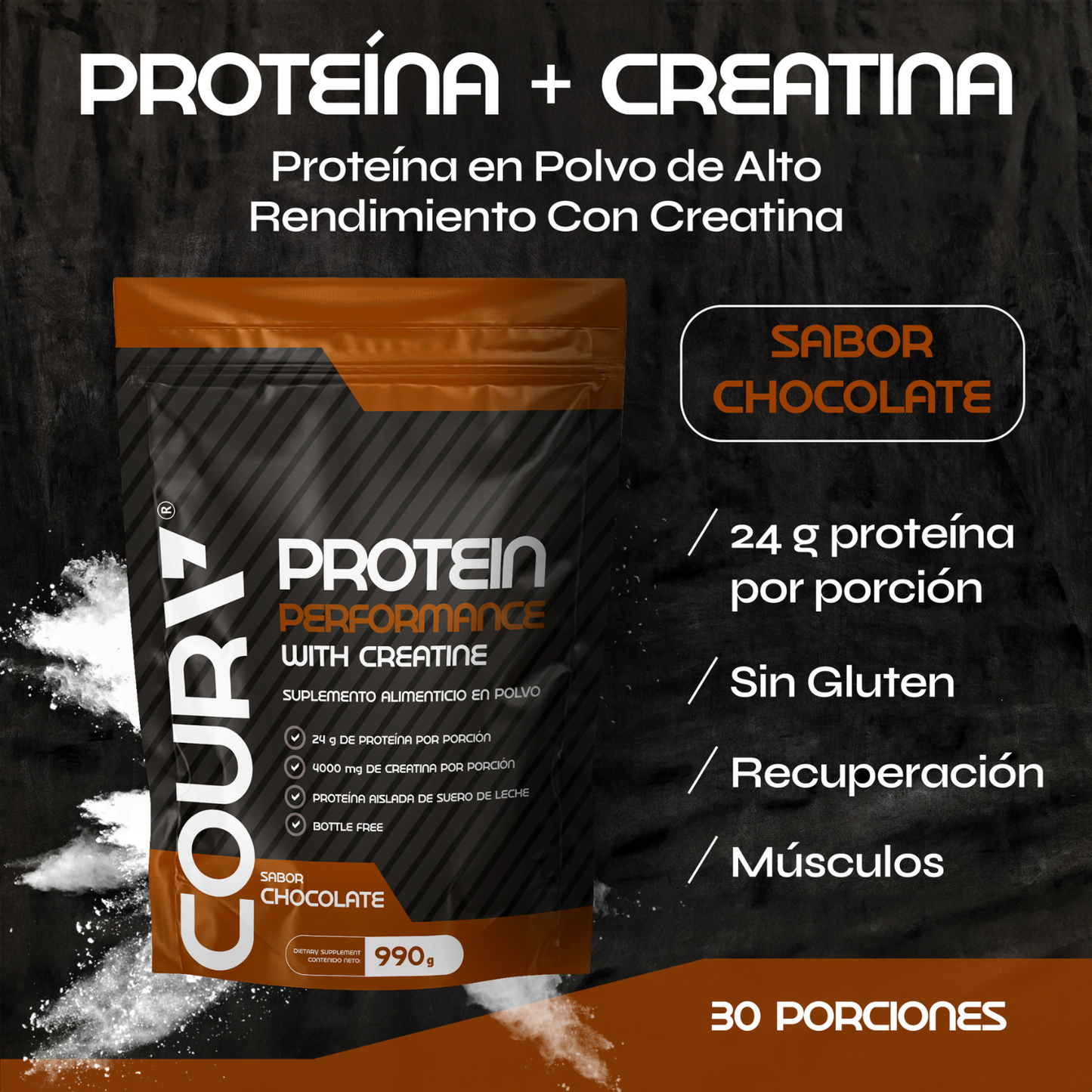 Proteina Performance con Creatina 990gr - Sabor Chocolate