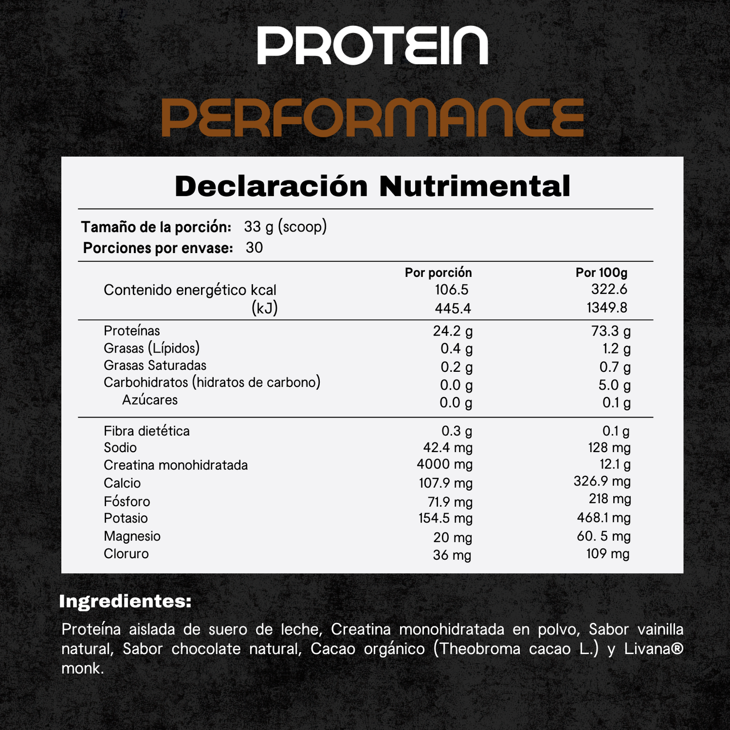 Proteina Performance con Creatina 990gr - Sabor Chocolate