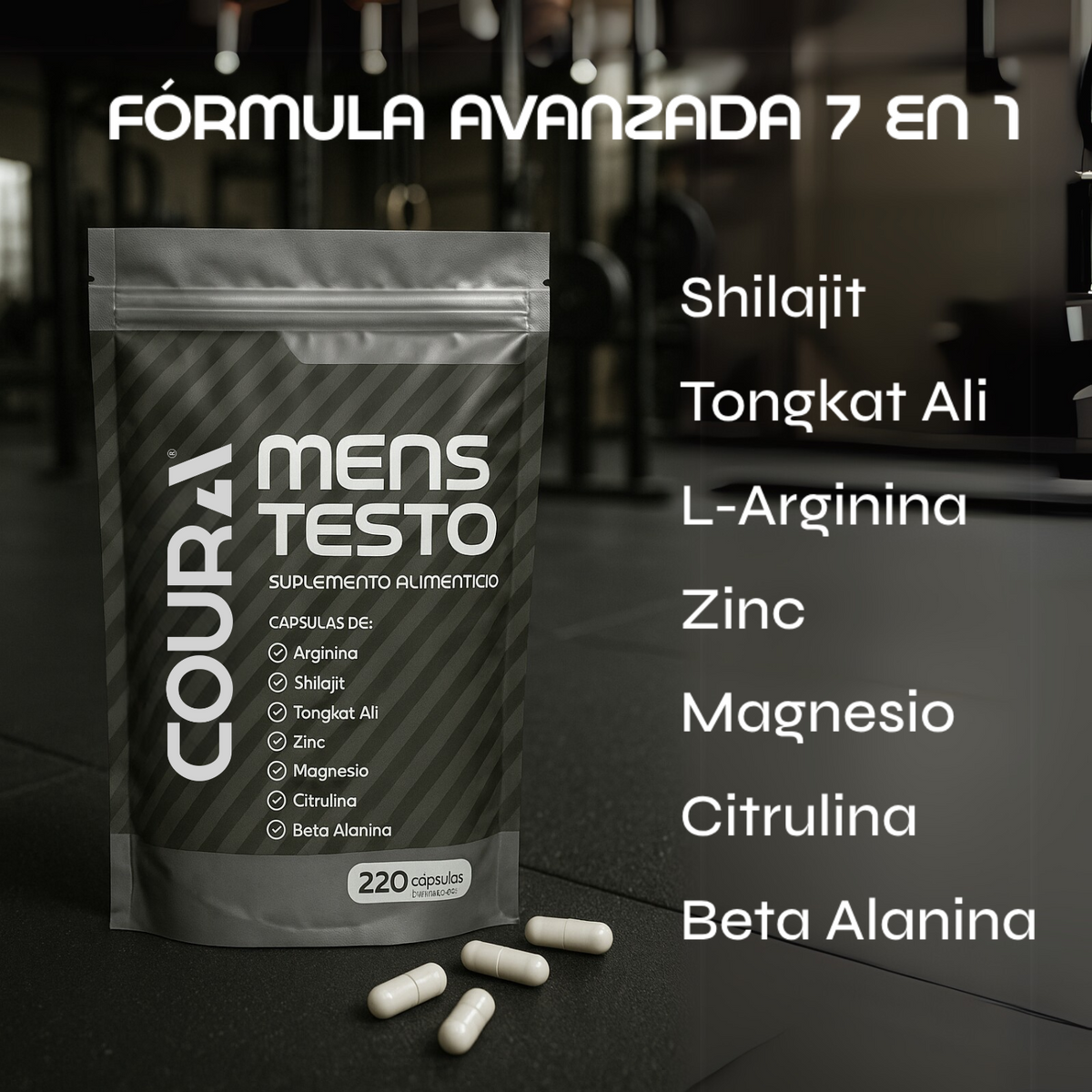 Men's Testo - 220 Cápsulas | 55 porciones – Coura MX