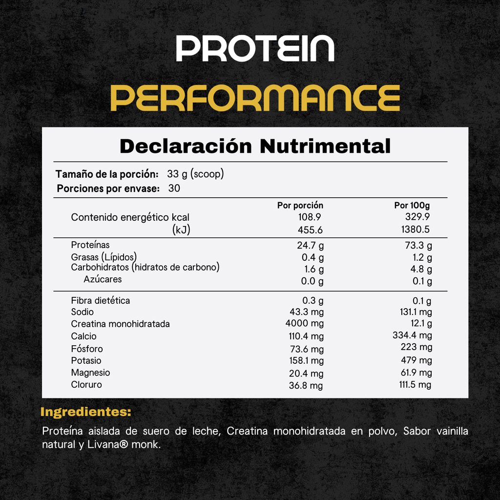 Proteina Performance con Creatina 990gr - Sabor Vainilla