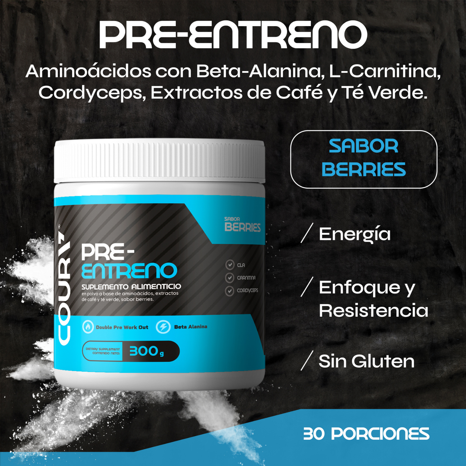 Pre Entreno sabor Berries 300 g | Coura MX Pre Entreno sabor Berries 300 g | Coura MX