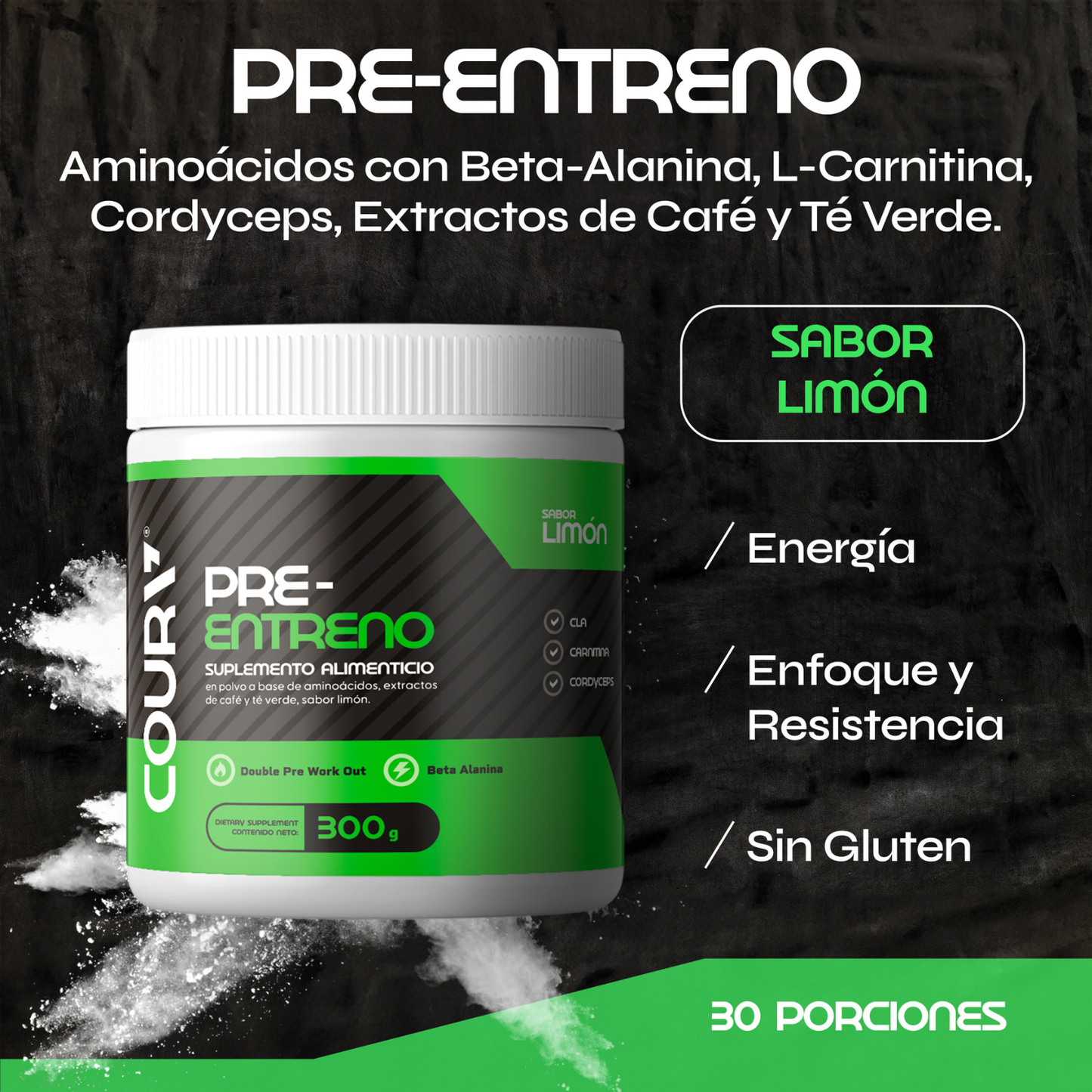 Pre Entreno sabor Limón – 300 g