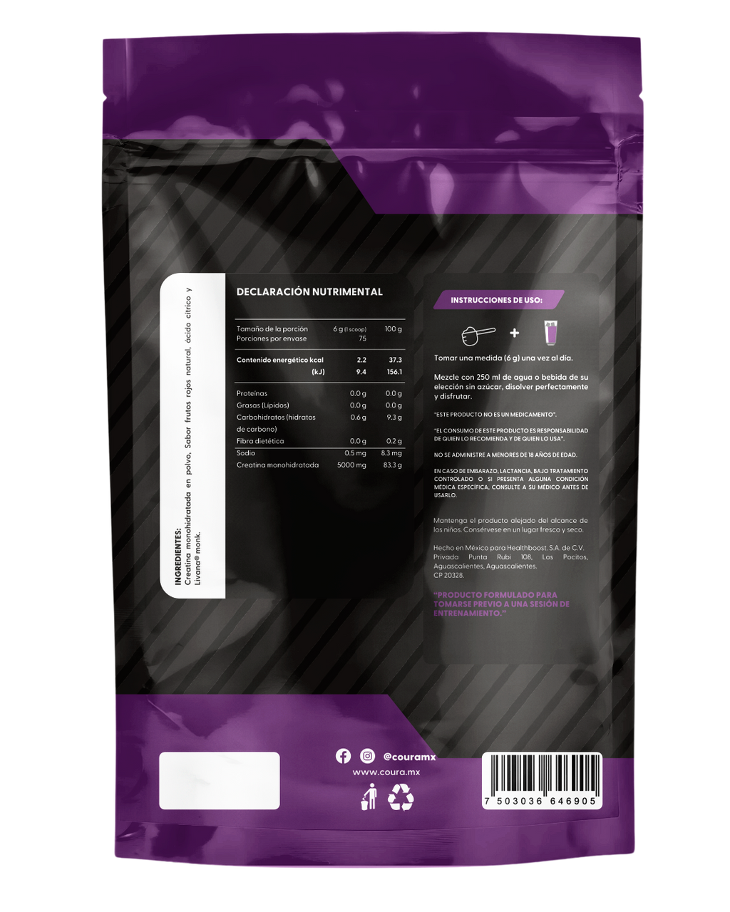 Creatina Monohidratada con Sabor 450gr PUEBLA