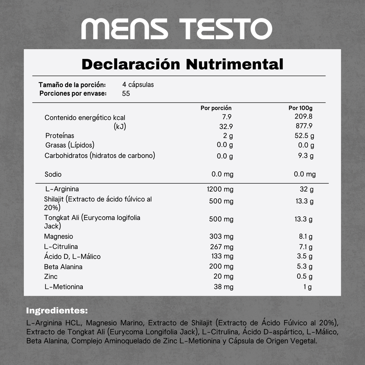 Men's Testo - 220 Cápsulas | 55 porciones – Coura MX