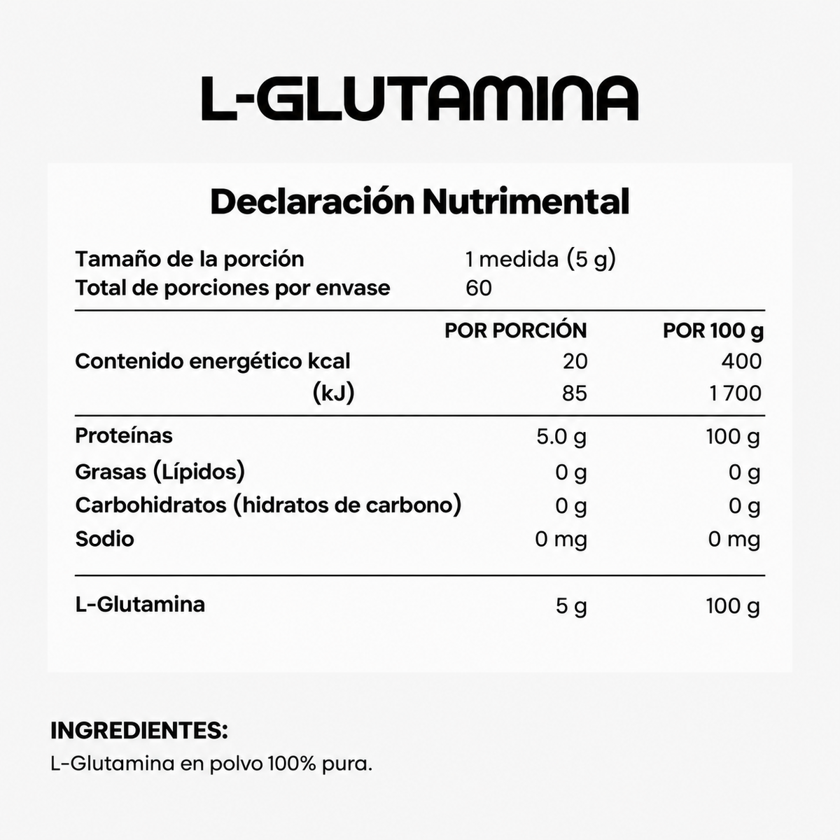 L-Glutamina - 60 porciones