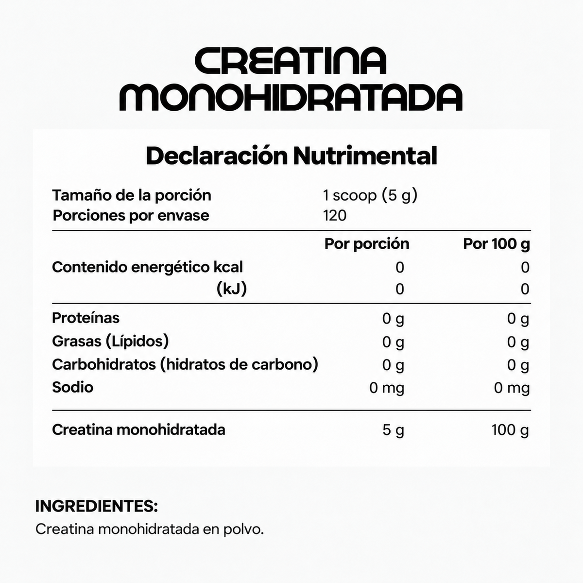 Creatina Monohidratada - 120 porciones