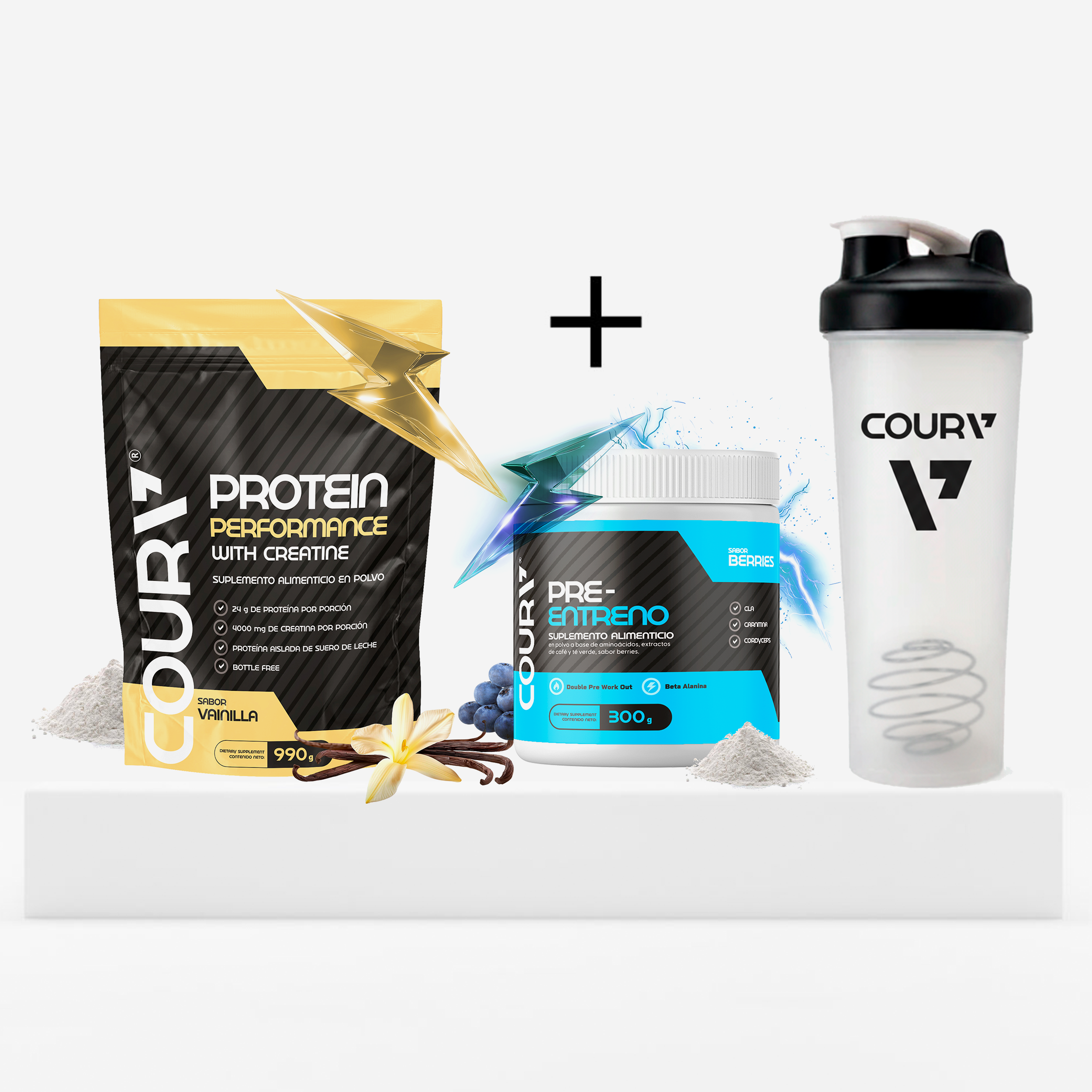 Kit "Fuel" Proteína + Pre Entreno Berries + Shaker GRATIS
