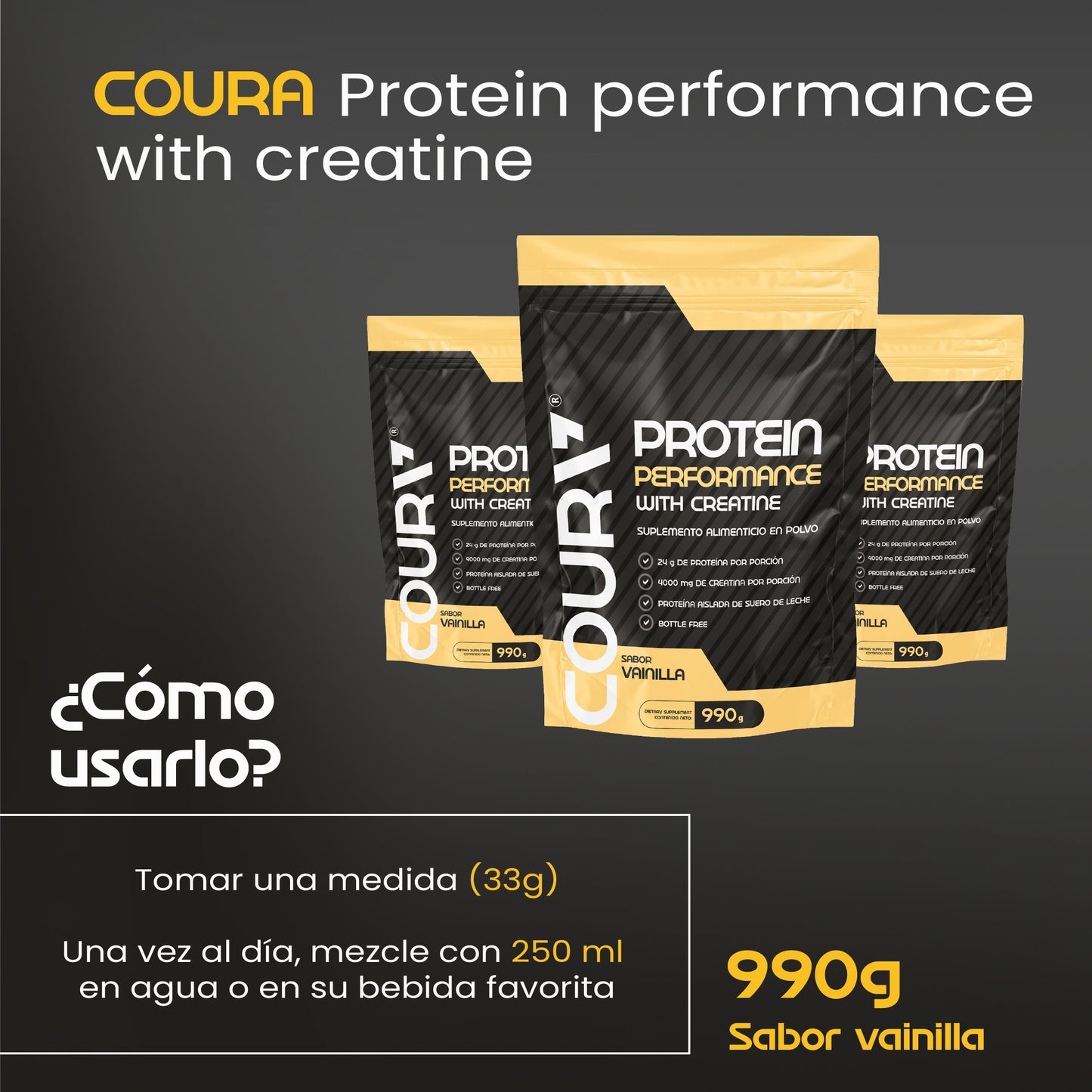 Proteina Performance con Creatina 990gr - Sabor Vainilla